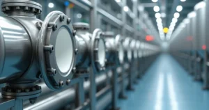 Tubulações de aço revestidas com PVDF em linha de processo industrial limpa