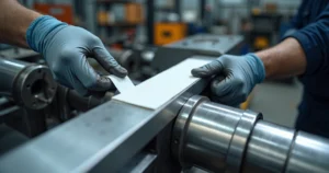 Fita guia em teflon instalada em haste de cilindro hidráulico industrial