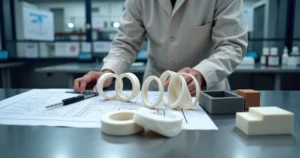 Comparação de amostras de PTFE puro e aditivado analisadas em bancada de laboratório industrial
